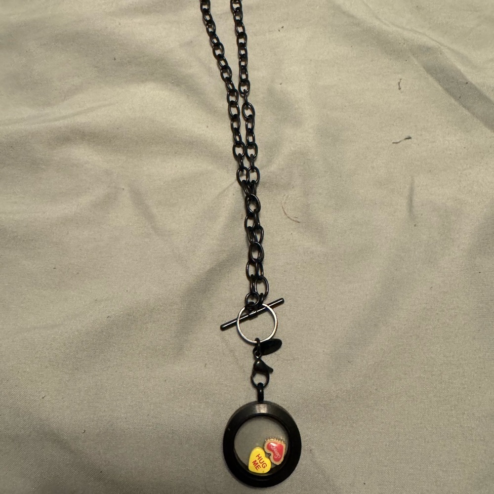 Black Chain Necklace with Heart Pendant